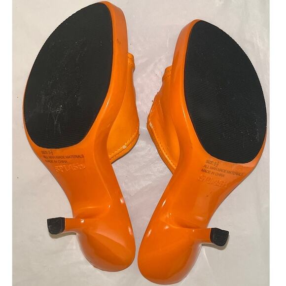 Splash Women's Orange Heel Casual Slide Sandals Open Toe Slip On Size 5.5 - Picture 5 of 11